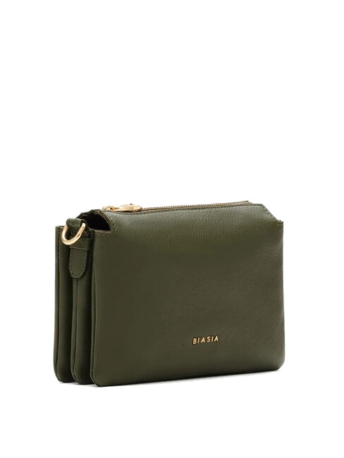 FEATHER SMALL Bolso bandolera pequeño de piel musgo - Bolsos Mujer