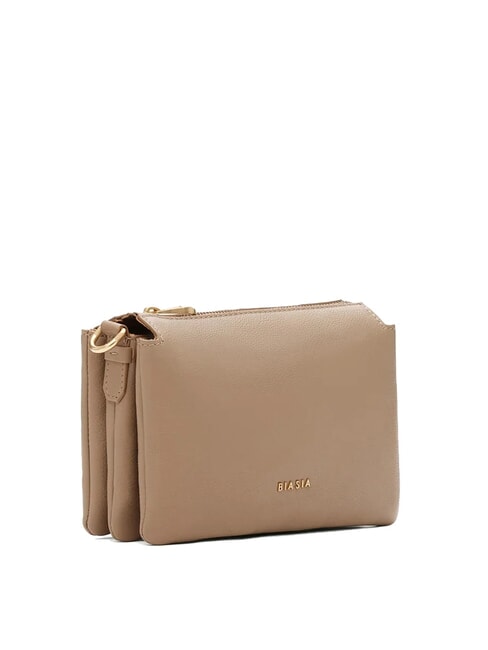 FEATHER SMALL Bolso bandolera pequeño de piel gris pardo - Bolsos Mujer