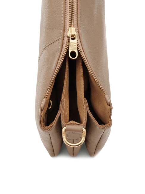 FEATHER SMALL Bolso bandolera pequeño de piel gris pardo - Bolsos Mujer