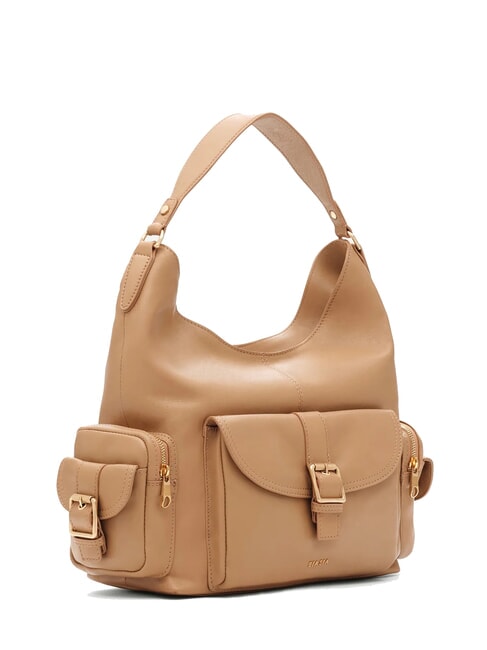 FACTOR Bolso de hombro cargo de cuero camello - Bolsos Mujer