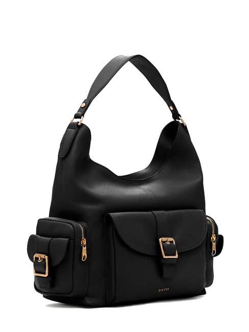 FACTOR Bolso de hombro cargo de cuero negro - Bolsos Mujer