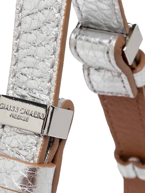 PENELOPE Bolso bandolera de piel caramelo plateado - Bolsos Mujer