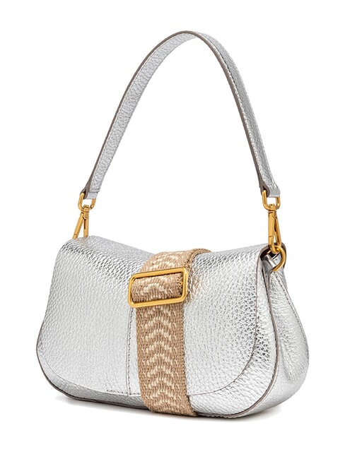 HELENA ROUND Bolso de piel con doble bandolera. plata - Bolsos Mujer