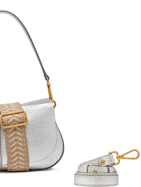 HELENA ROUND Bolso de piel con doble bandolera. plata - Bolsos Mujer