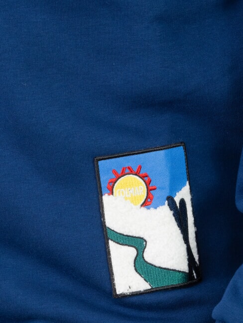 MODISH Sudadera de cuello redondo con parche vaqueros azules - Sudaderas