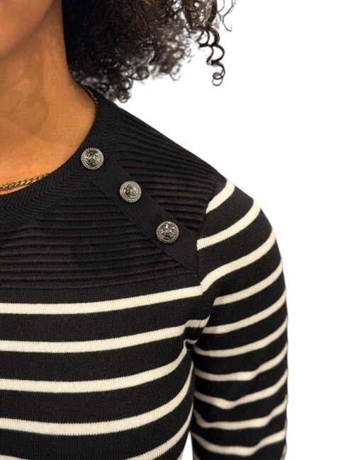 HELEN Suéter rayas negras y crema - Suéteres de mujer