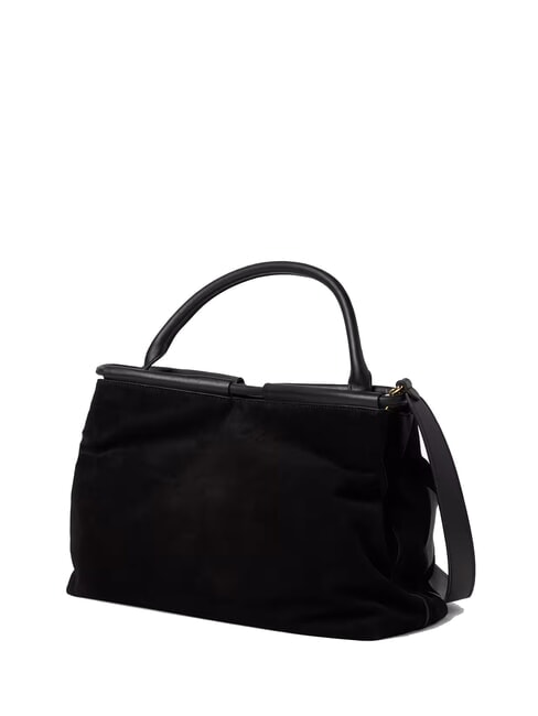 LISBET GEOMETRIC PATCH Bolso de piel con bandolera negro - Bolsos Mujer