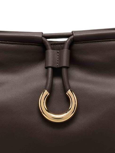 LISBET Bolso de piel con bandolera morena - Bolsos Mujer