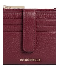 COCCINELLE METALLIC SOFT Cartera mini de piel grosella - Carteras Mujer - 3