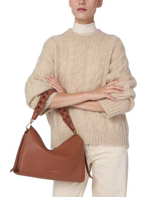 BOHEME GRANA DOUBLE Bolso de mano, con bandolera, en piel co&ntilde;ac/negro - Bolsos Mujer