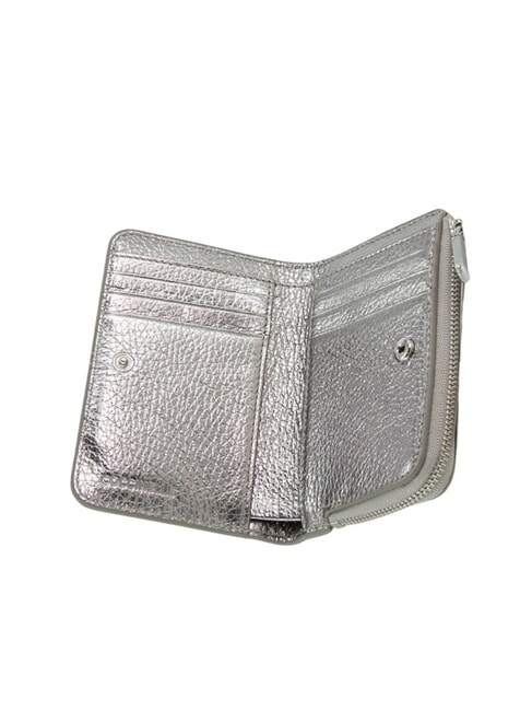METALLIC SOFT Cartera pequeña de piel acero - Carteras Mujer