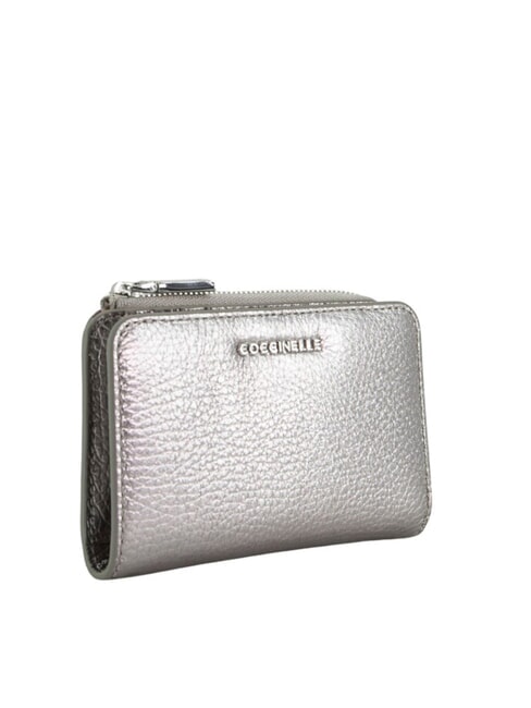 METALLIC SOFT Cartera pequeña de piel acero - Carteras Mujer