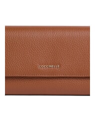 COCCINELLE METALLIC SOFT Cartera grande de piel coñac - Carteras Mujer - 4