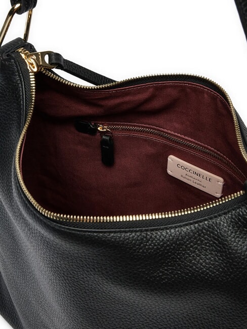 MALORY Bolso de hombro de piel martillada negro - Bolsos Mujer