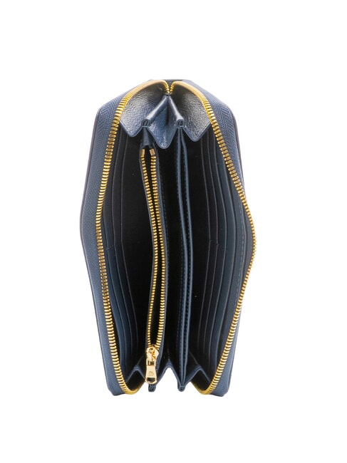 BASIC Cartera de cuero con cremallera azul - Carteras Mujer