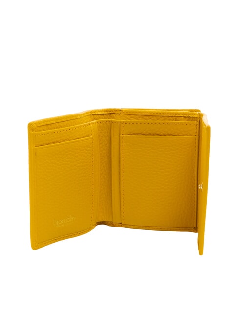BASIC Cartera compacta de cuero amarillo - Carteras Mujer