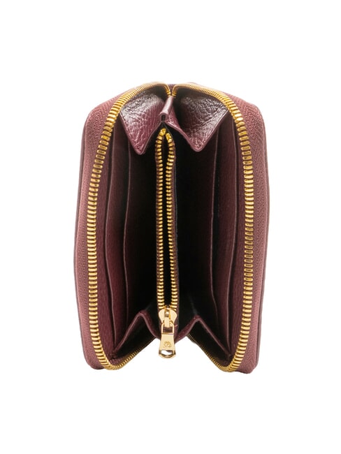 BASIC Cartera pequeña de cuero con cremallera borgoña - Carteras Mujer