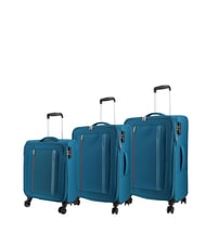 AMERICAN TOURISTER BLAZING RIDE Juego de 3 maletas con ruedas + bolsa de viaje + 2 mochilas + 2 neceseres verde azulado/naranja - Set Trolley - 2