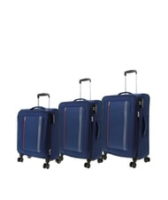 AMERICAN TOURISTER BLAZING RIDE Juego de 3 maletas con ruedas + bolsa de viaje + 2 mochilas + 2 neceseres azul marino/naranja - Set Trolley - 2