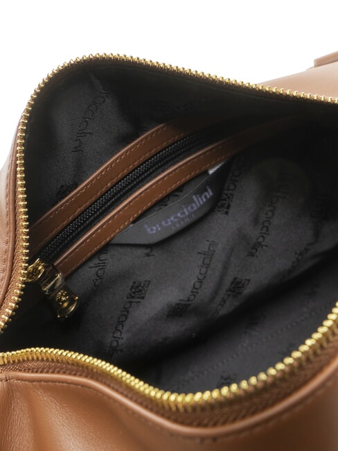 GRETA Bolso de piel tipo cartera con bandolera marrón - Bolsos Mujer