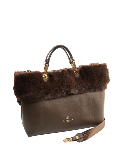 BETH FUR Bolso de mano con clutch marr&oacute;n - Bolsos Mujer