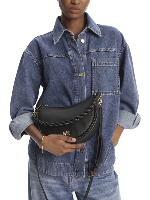 KYLA Bolso bandolera de piel con correa para el hombro negro - Bolsos Mujer