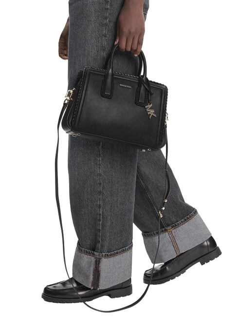 LAILA Bolso de piel con correa para el hombro negro - Bolsos Mujer