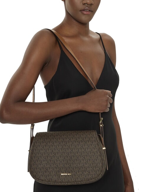 LYDIA Bolso de hombro con solapa brn/bellota - Bolsos Mujer