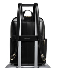 PIQUADRO BLUE SQUARE  Mochila para portátil de 14 pulgadas, de cuero negro - Mochilas para portátil - 3