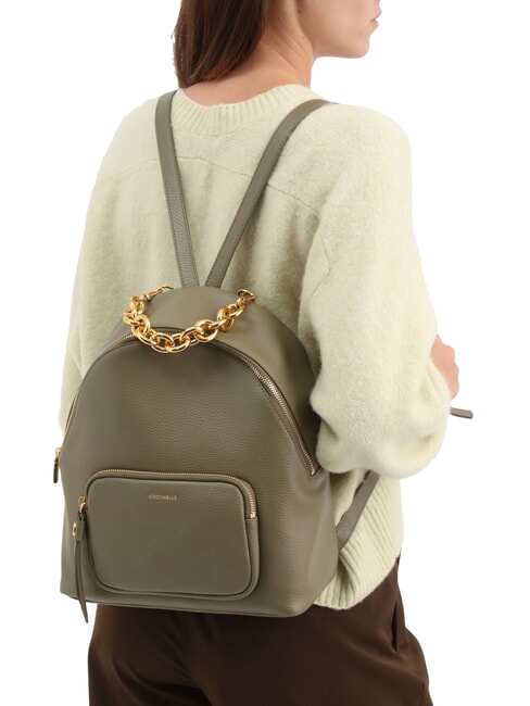 FENIX Mochila mediana de cuero verde laurel - Bolsos Mujer