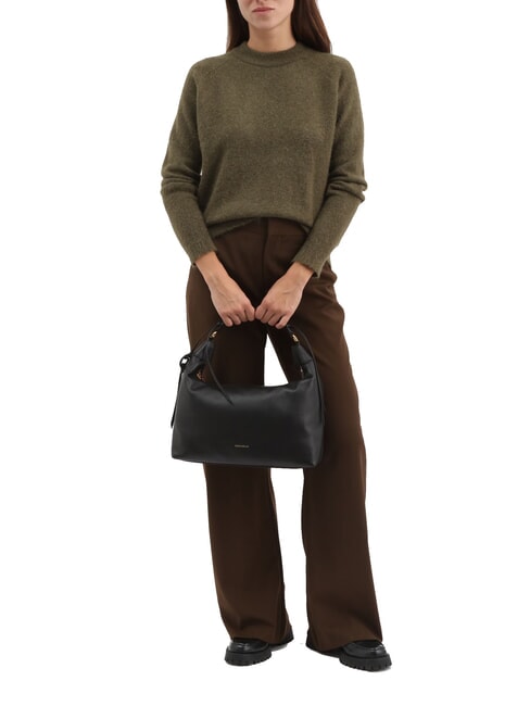 RHEA Bolso bandolera de piel con bandolera negro - Bolsos Mujer