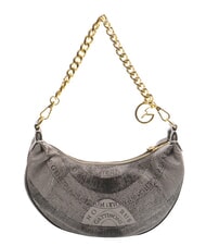 GATTINONI PLANETARIUM Bolso hobo con forma de media luna y correa para el hombro monocromático gris claro/negro - Bolsos Mujer - 4