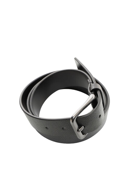 CASUAL PIN BUCKLE Cinturón de cuero negro / gris plomo mate - Cinturones