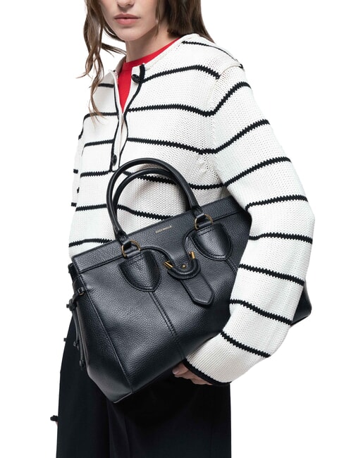 YORK Bolso de piel con hebilla negro - Bolsos Mujer