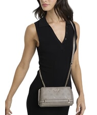 GUESS ZARELA  Bolso de hombro logotipo de color topo oscuro - Bolsos Mujer - 3