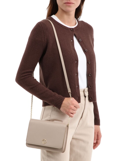 TULIP Bolso de hombro de piel martillada rosa polvo - Bolsos Mujer