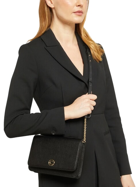 TULIP Bolso de hombro de piel martillada negro - Bolsos Mujer