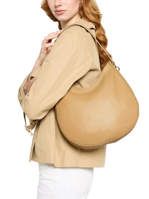 ALPHA Bolso de hombro de piel martillada beige fresco - Bolsos Mujer