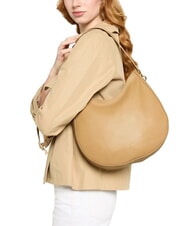 COCCINELLE ALPHA Bolso de hombro de piel martillada beige fresco - Bolsos Mujer - 4