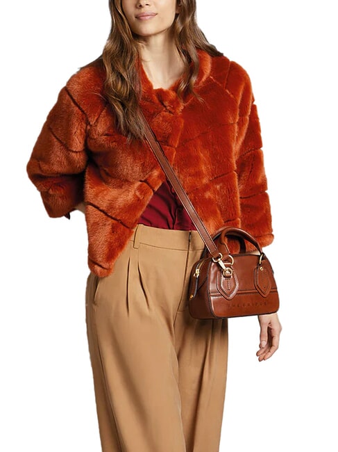 DAPHNE Mini bolso de cuero tipo baúl BROWN - Bolsos Mujer