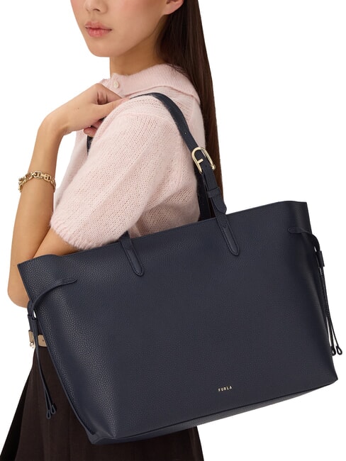 AVA Bolsa de compras grande de cuero tinta azul+tinta azul int. - Bolsos Mujer