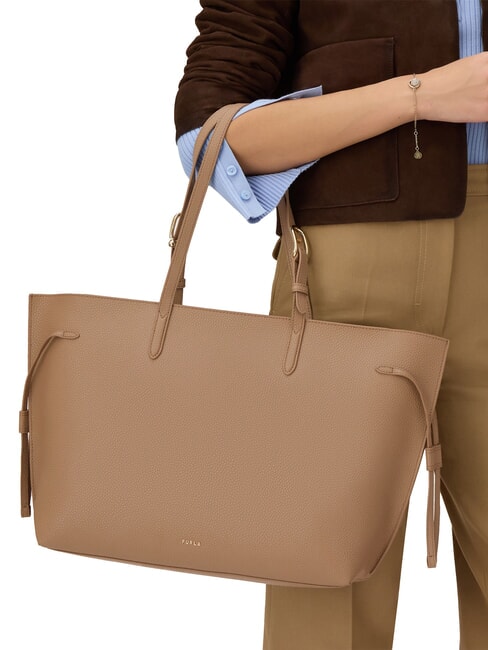 AVA Bolsa de compras grande de cuero caramelo+negro int. - Bolsos Mujer