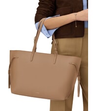 FURLA AVA Bolsa de compras grande de cuero caramelo+negro int. - Bolsos Mujer - 5