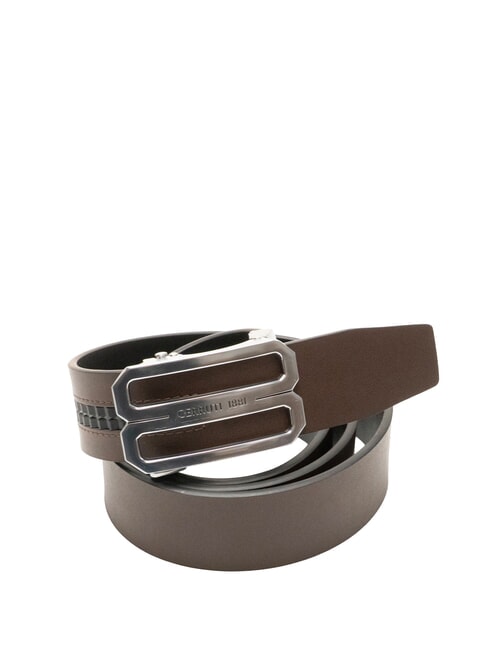 DOUBLEFACE Cinturón de cuero reversible negro/marrón oscuro - Cinturones