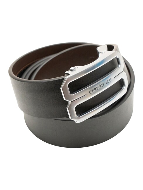 DOUBLEFACE Cinturón de cuero reversible negro/marrón oscuro - Cinturones