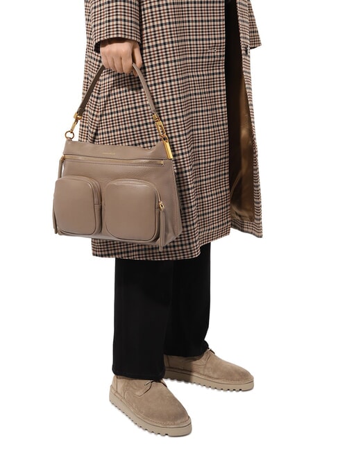 HYLE Bolso mediano de piel de doble función topo cálido - Bolsos Mujer