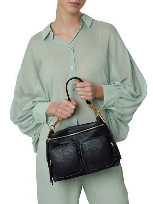 HYLE Bolso mediano de piel de doble función verde laurel - Bolsos Mujer