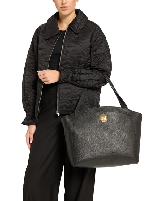 LIYA Bolso de hombro de piel martillada negro - Bolsos Mujer