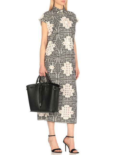 FLORES Bolso tote mediano de piel martillada negro - Bolsos Mujer