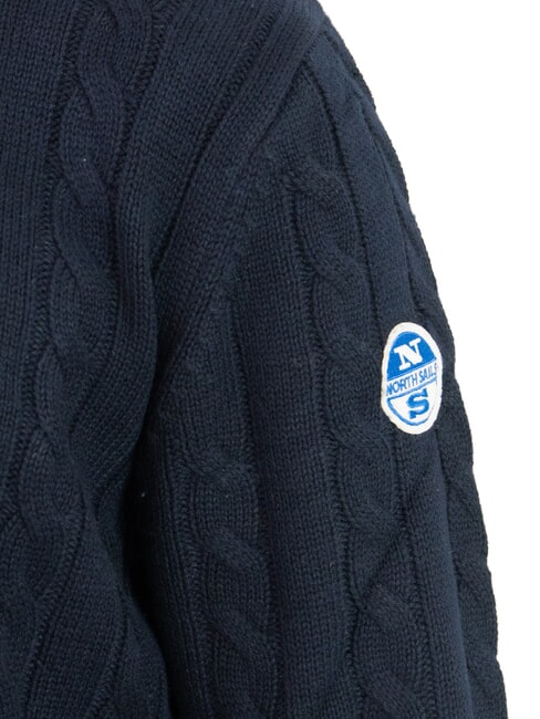 N|S suéter de cuello redondo de punto trenzado Azul marino - Suéteres de los hombres